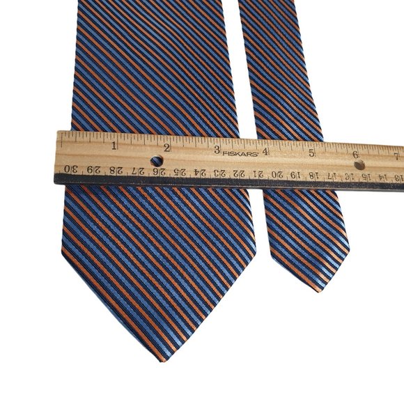 Nautica Striped Men Necktie Tie Designer Accessory Blue Orange Work Dad Gift - Picture 3 of 5